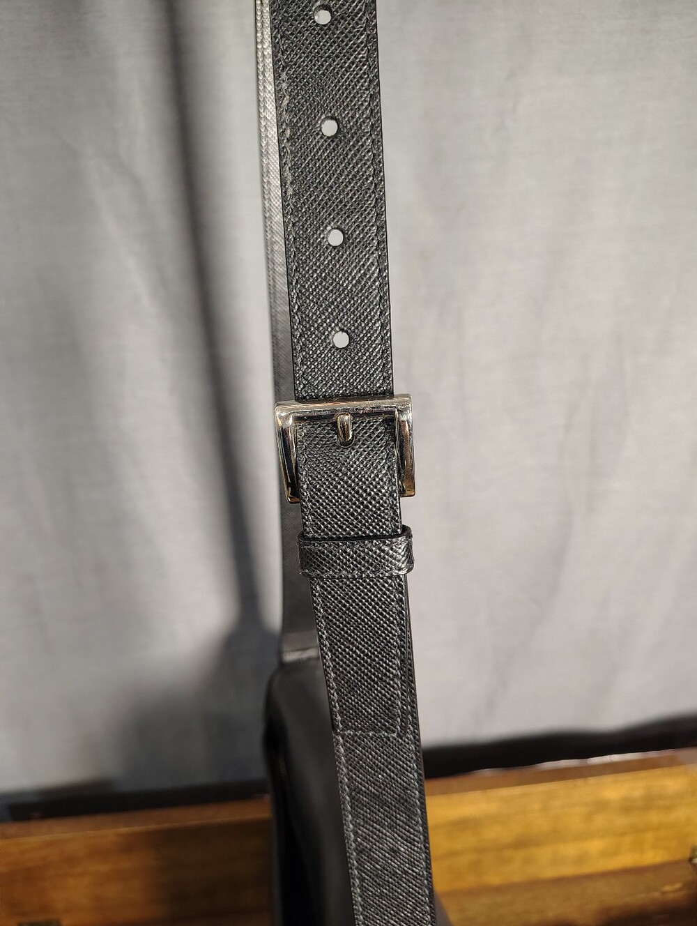 Prada Black Textured Leather Crossbody Bag with Buckle Detail - Picture 15 of 16